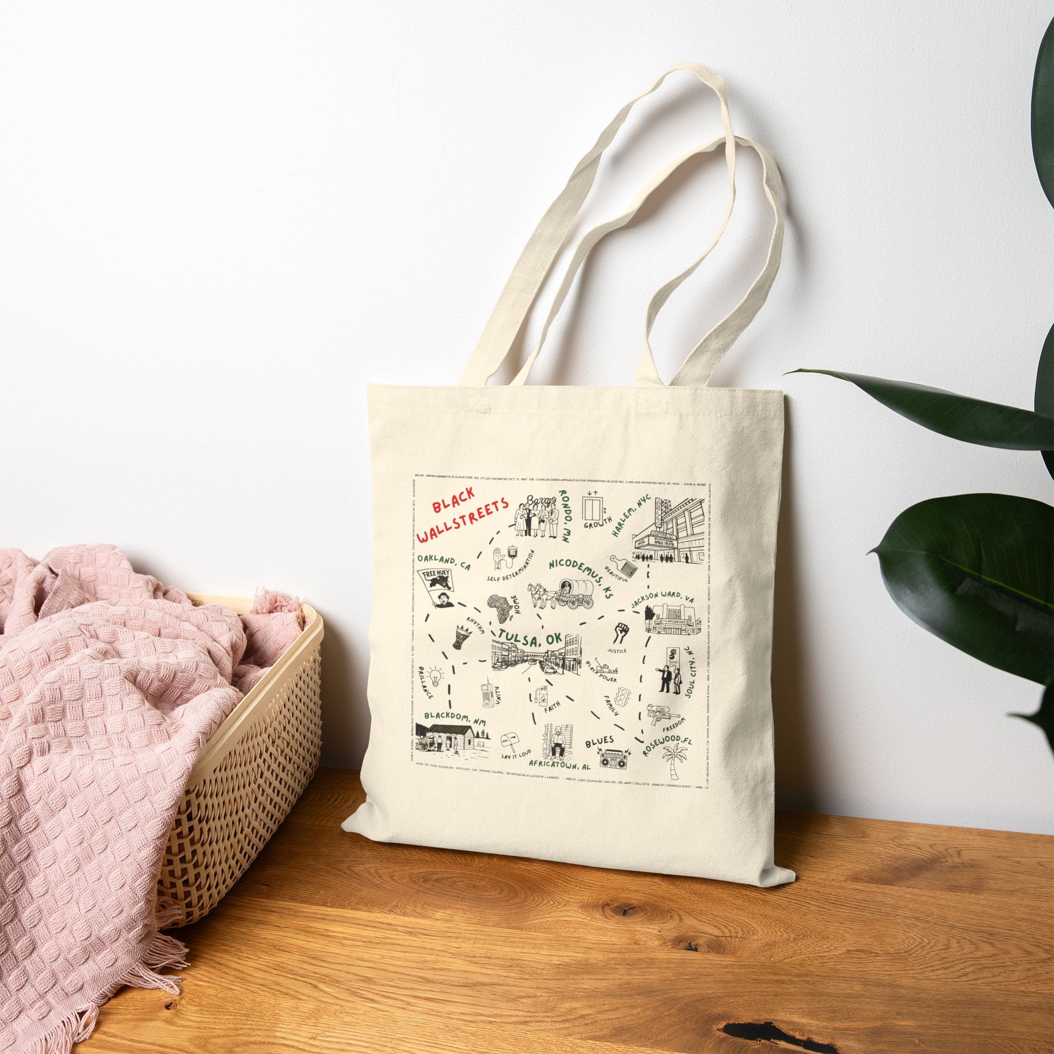 Canvas Tote Bag — The Black Wallstreets Vintage Map Cotton Market Tote